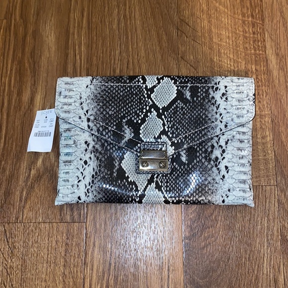 J.Crew NWT Faux Leather Snakeskin Envelope Clutch